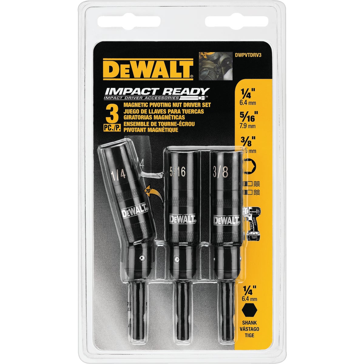 DEWALT Impact Ready Magnetic Pivoting Bit Holder Set 3 Piece Power Townsend Company