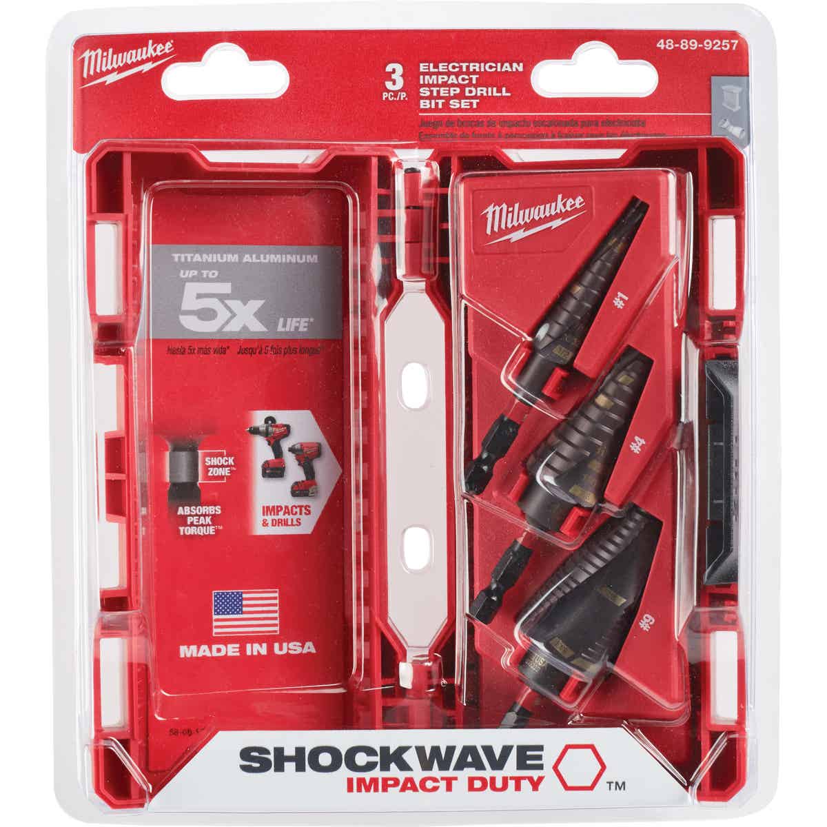 Milwaukee SHOCKWAVE Impact Duty 3 Piece Titanium Step Drill Bit Set 1 4 9 Power Townsend Company