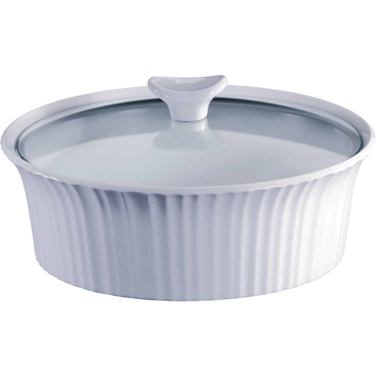 Corningware 2 1 2 Qt. Stoneware French White Round Covered Casserole Dish Power Townsend Company