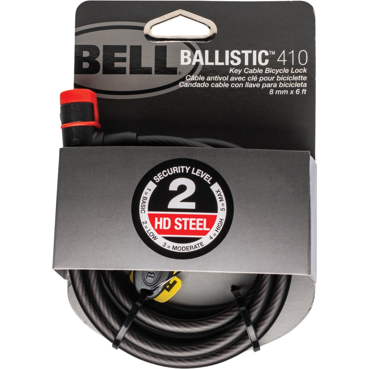 Bell Sports Ballistic 410 6 Ft. x 8mm Braided Steel Cable Bicycle Key Lock Power Townsend Company